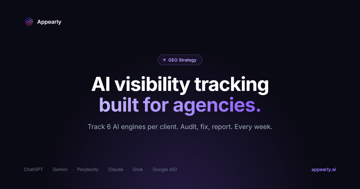 AI visibility tracking built for agencies with client reporting across six AI engines - Appearly blo